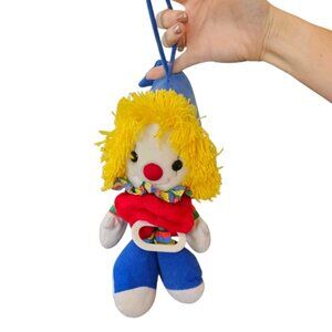 VTG 80s Dakin Clown Crib Pull Toy Plush‎ Stuffed Musical This Old Man 1987 Retro